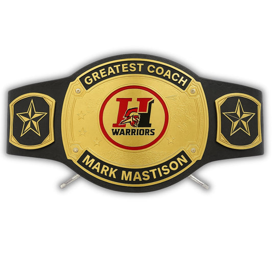 Custom H Warriors Wrestling Championship Belt