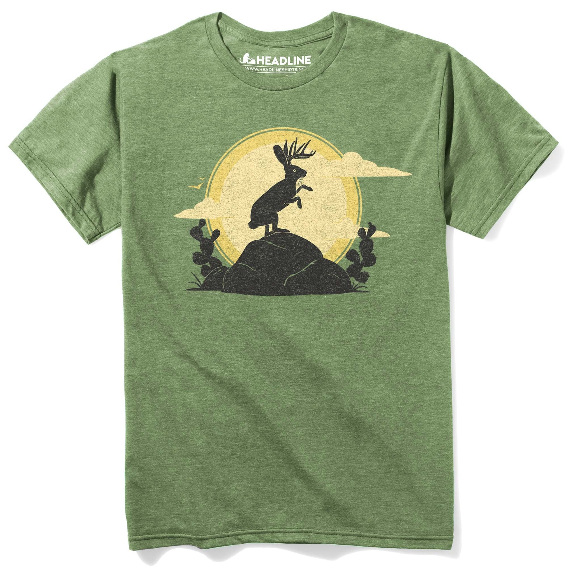 Men's Jackalope Cool Graphic T-Shirt | Vintage Jackrabbit Cryptid  Tee | Solid Threads