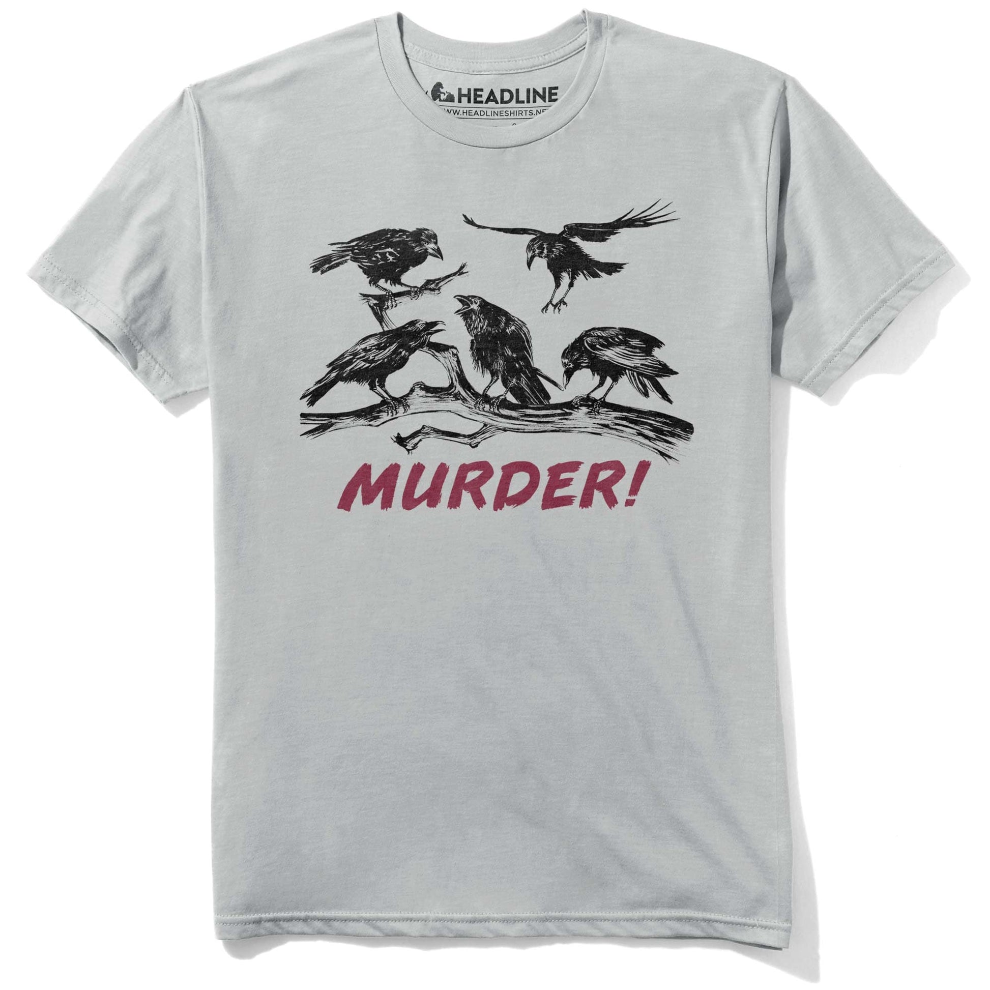 Men's Murder Of Crows Vintage Spooky Birds Graphic T-Shirt | Designer Pun Blood Tee | Solid Threads