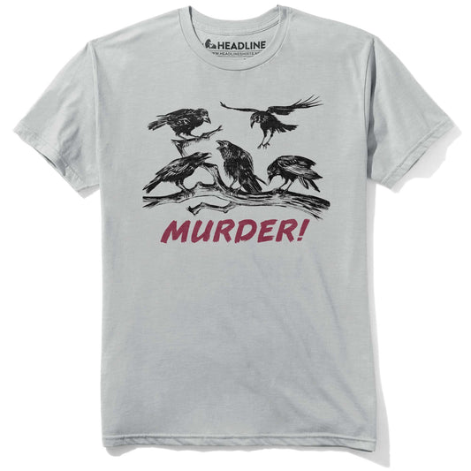 Men's Murder Of Crows Vintage Spooky Birds Graphic T-Shirt | Designer Pun Blood Tee | Solid Threads