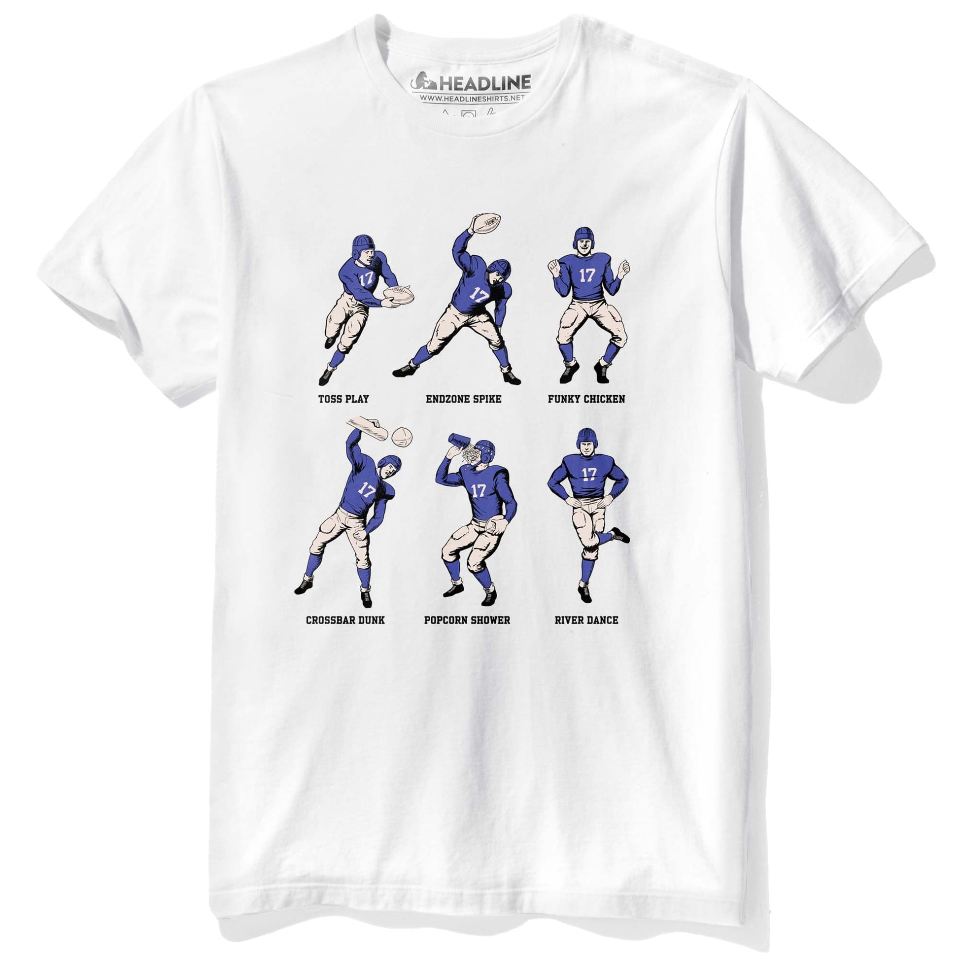Men's Football Fundamentals Funny Graphic T-Shirt | Vintage Endzone Dances  Tee | Solid Threads