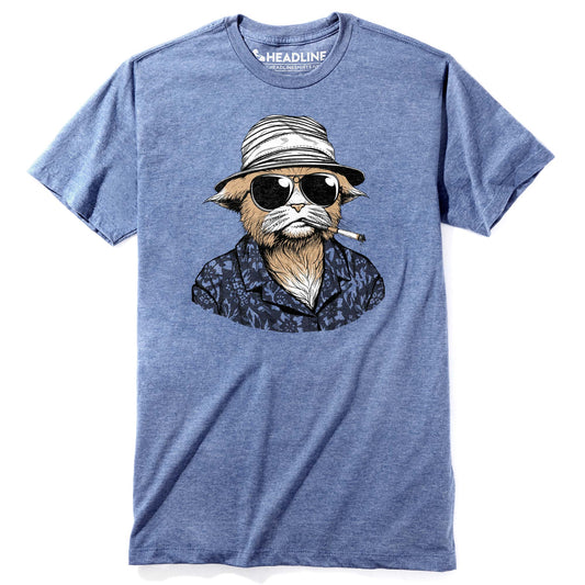 Men's Hunter S. Tomcat Funny Graphic T-Shirt | Cool Thompson Cat  Tee | Solid Threads