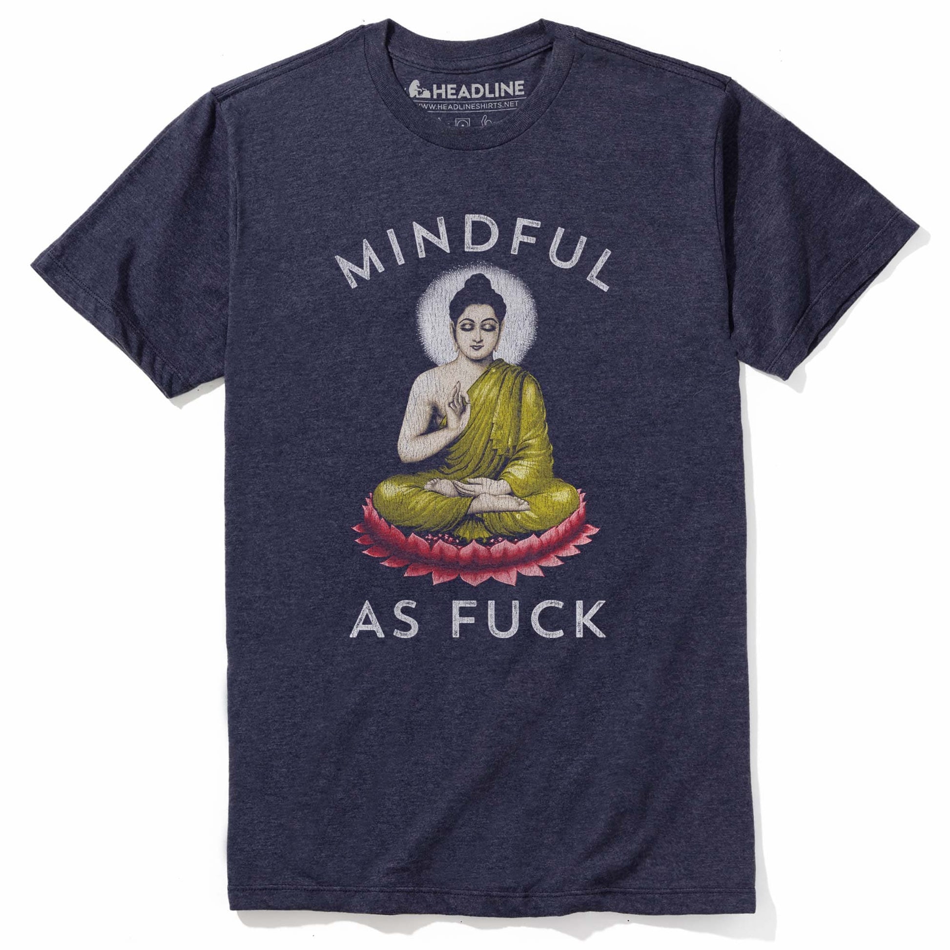 Men's Mindful As F--K Vintage Graphic T-Shirt | Designer Buddhist Meditation  Tee | Solid Threads