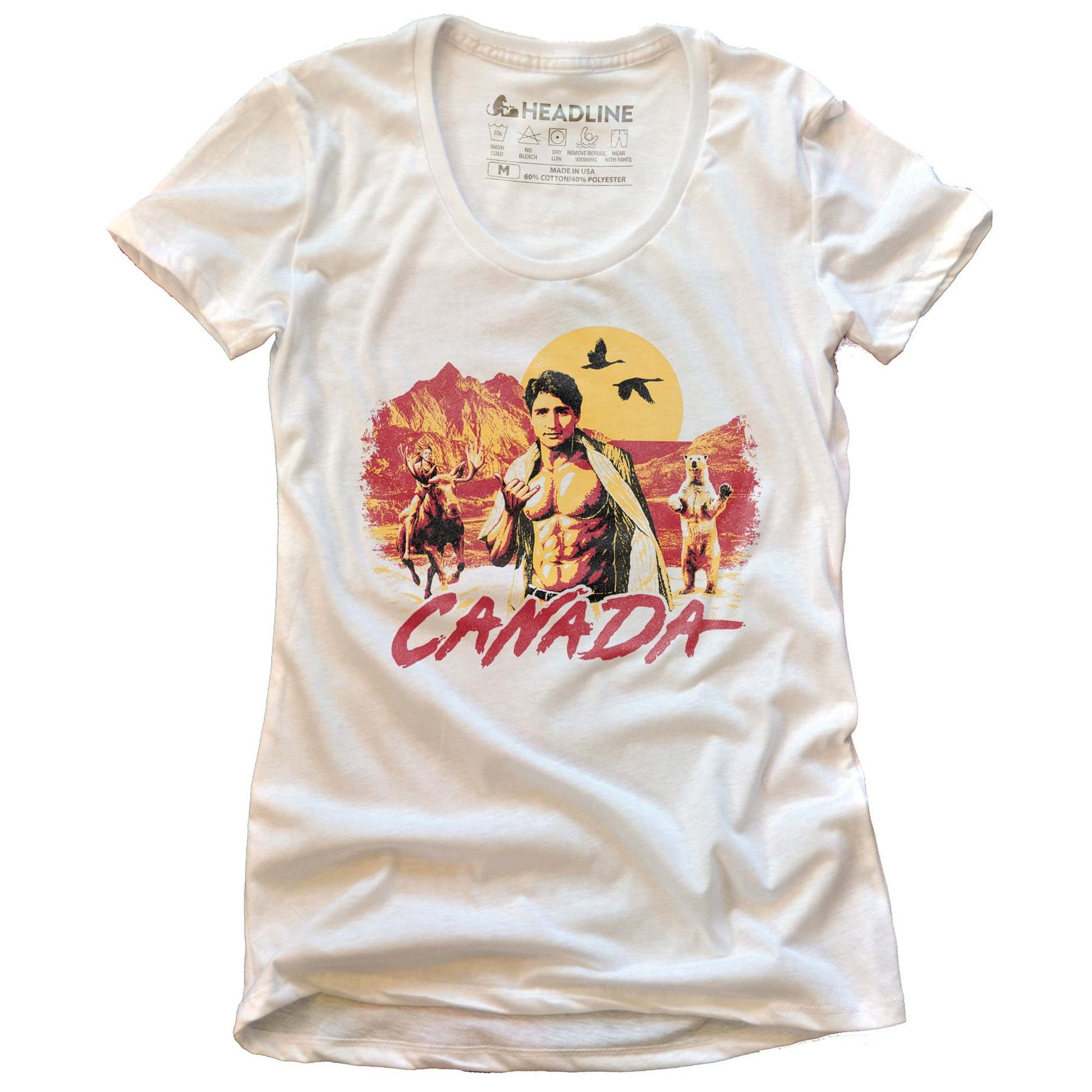 Women's Canada Vacation Designer Graphic T-Shirt | Funny Justin Trudeau Moose Tee | Solid Threads