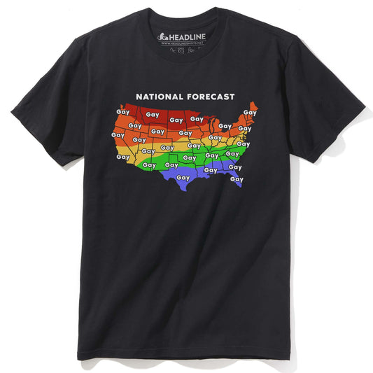 Men's Gay Weather Forecast Funny Graphic T-Shirt | Designer Pride Lbgtq  Tee | Solid Threads