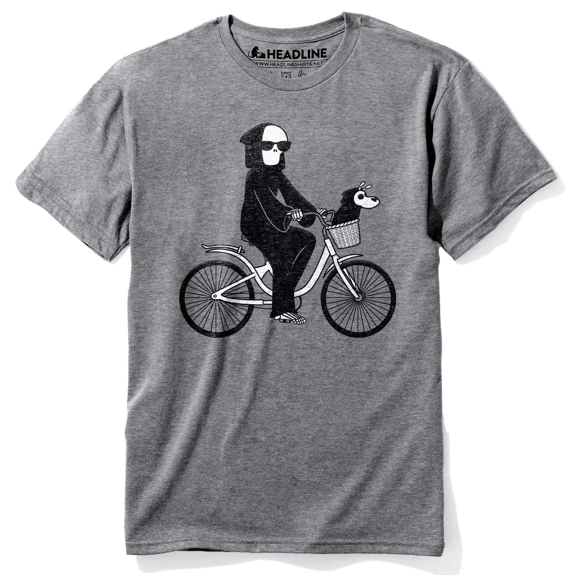 Men's Not So Grim Reaper Funny ET Parody Graphic T-Shirt | Vintage Bicycle Dog Tee | Solid Threads