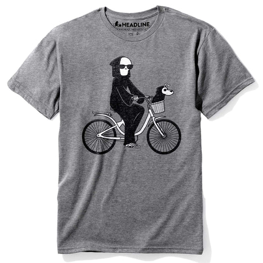 Men's Not So Grim Reaper Funny ET Parody Graphic T-Shirt | Vintage Bicycle Dog Tee | Solid Threads