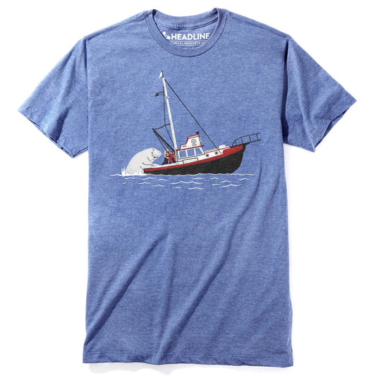 Men's Not Exactly Jaws Designer Beach Graphic T-Shirt | Funny Manatee Movie Tee | Solid Threads