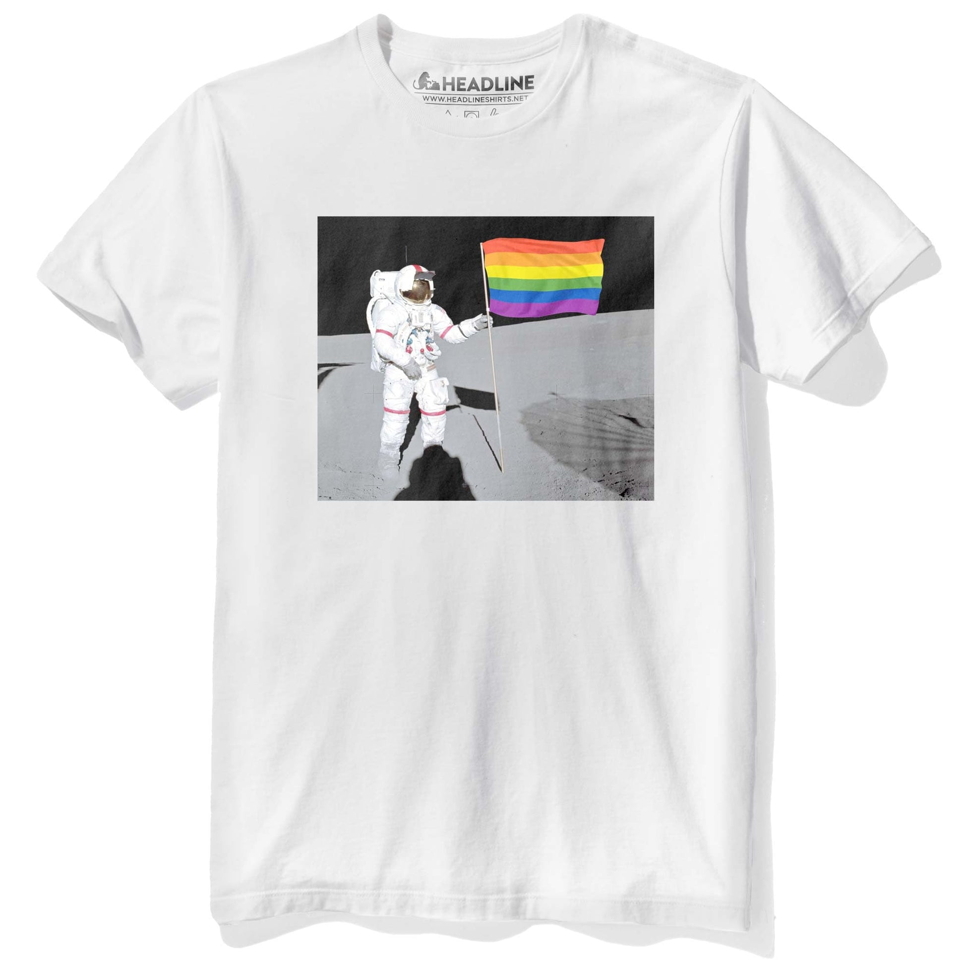 Men's One Giant Leap Cool Graphic T-Shirt | Designer Pride Flag  Tee | Solid Threads