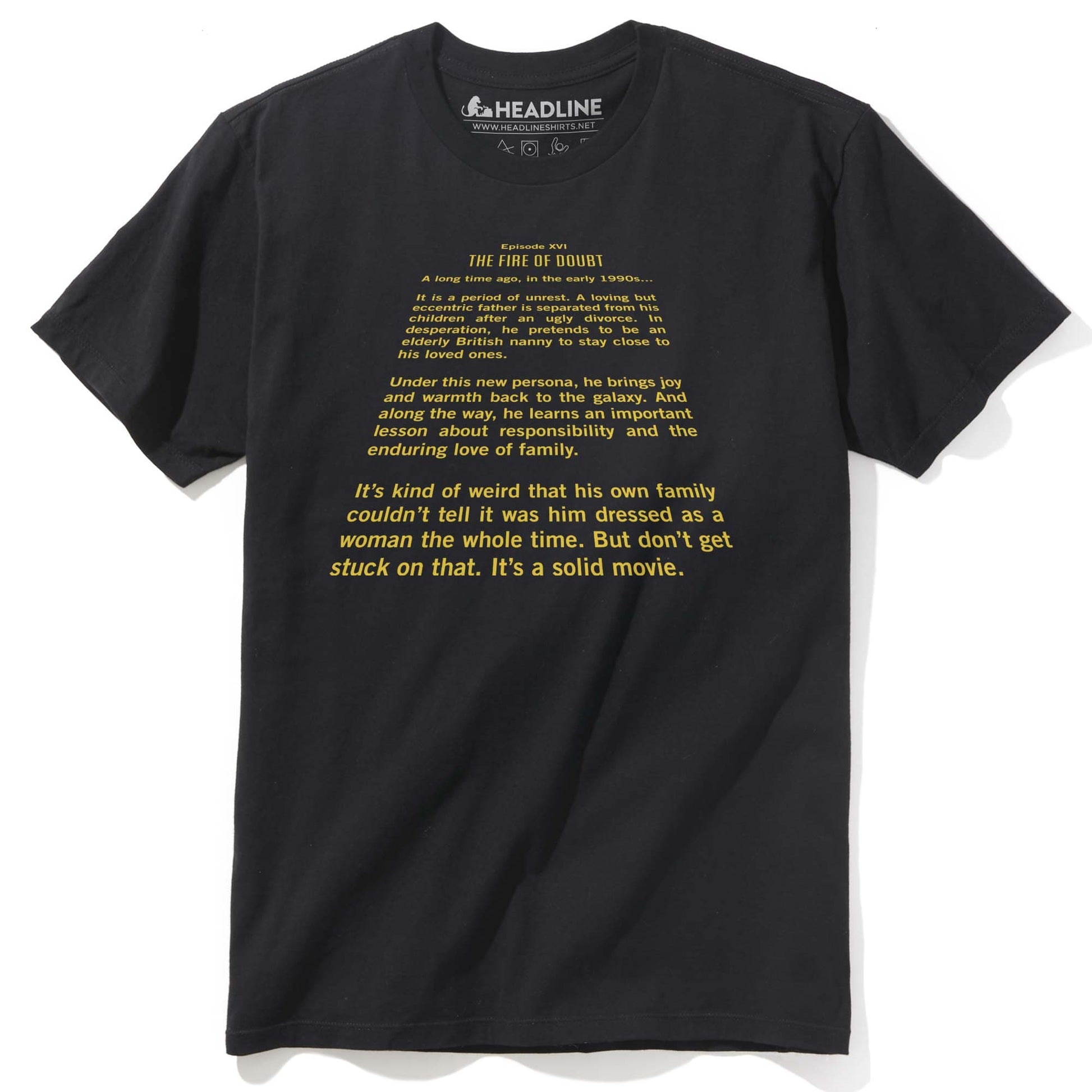 Men's The Fire Of Doubt Funny Graphic T-Shirt | Cool Doubtfire Movie  Tee | Solid Threads
