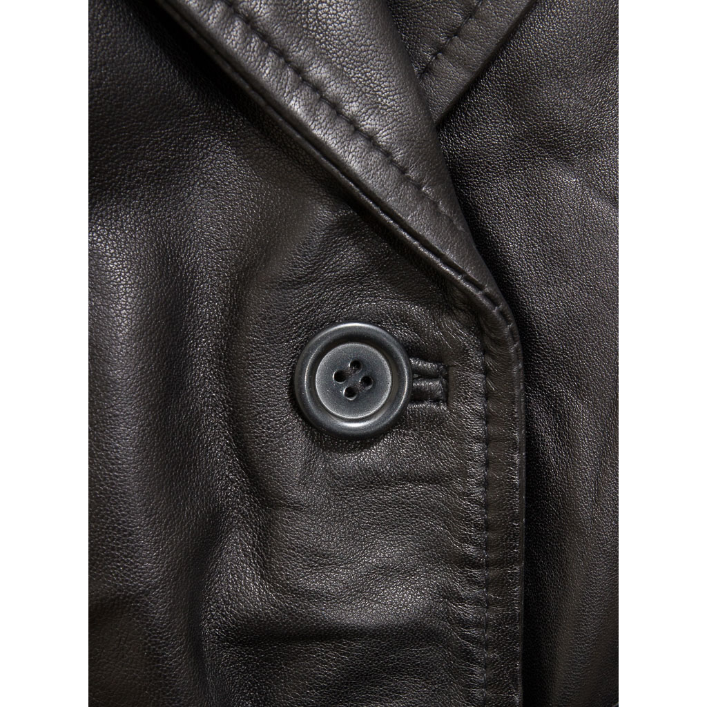 Leather Coat in Black Sheep Nappa with Belt