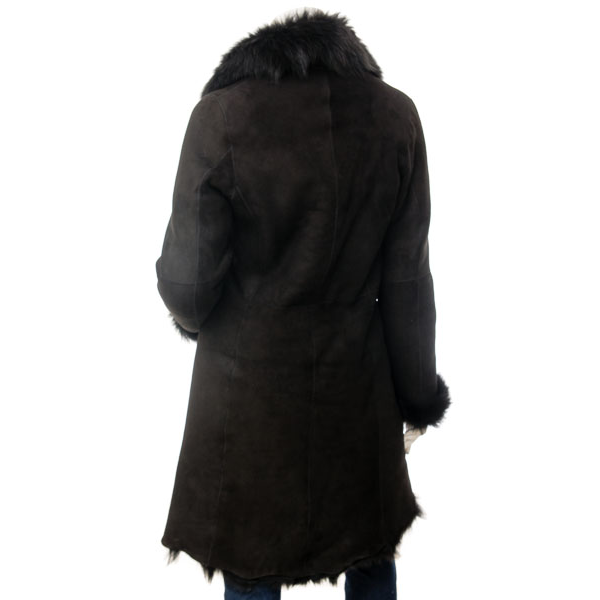 Sheepskin Shearling Coat in Black Toscana Arlington