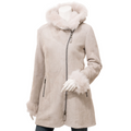 Women's Shearling Parka in Beige Toscana Sheepskin