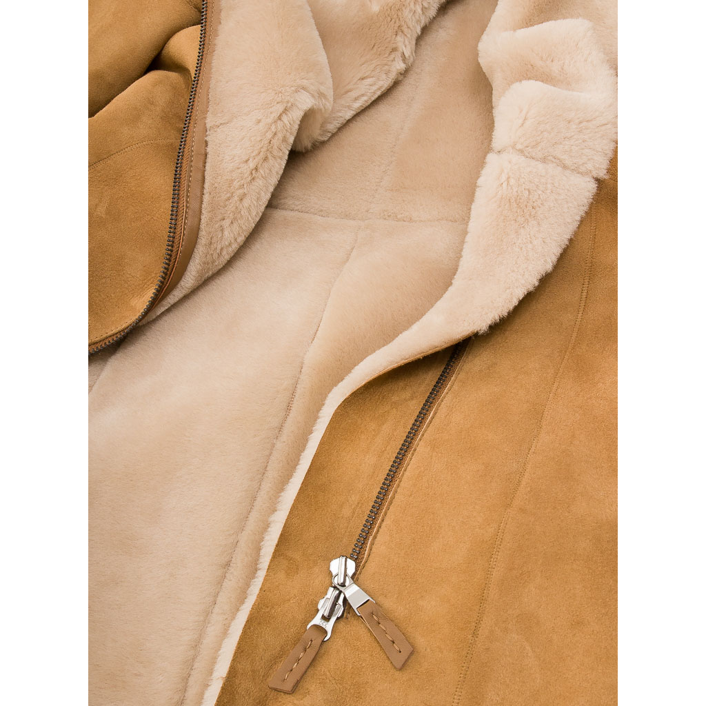 Women's Shearling Parka in Tan Merino Sheepskin