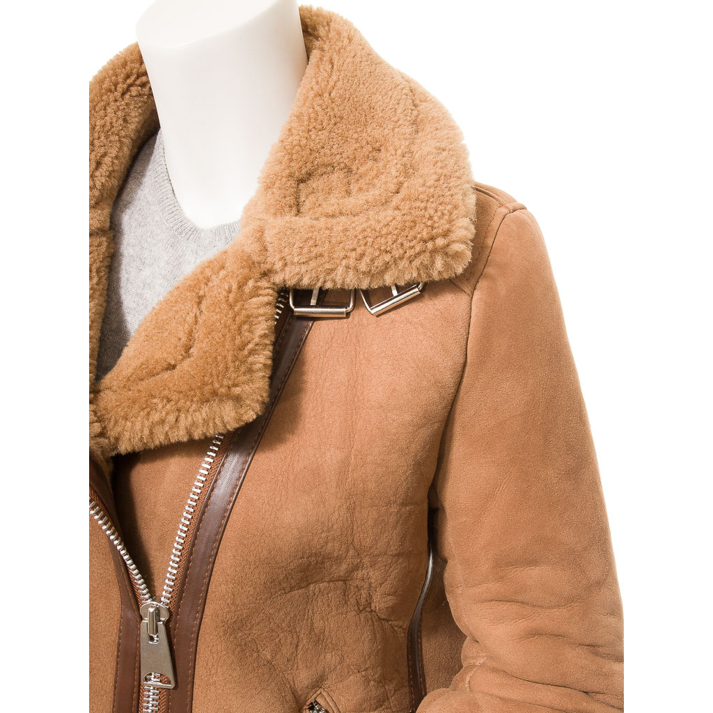 Sheepskin Biker Jacket in Tan Forney Style