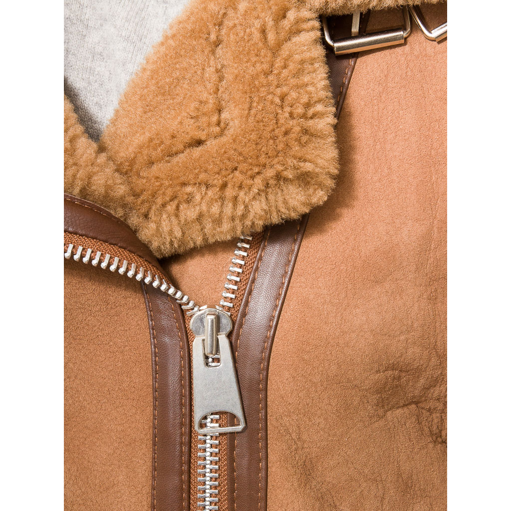Sheepskin Biker Jacket in Tan Forney Style