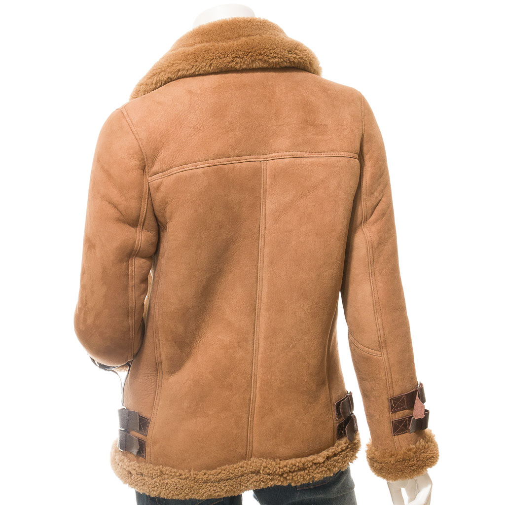 Sheepskin Biker Jacket in Tan Forney Style