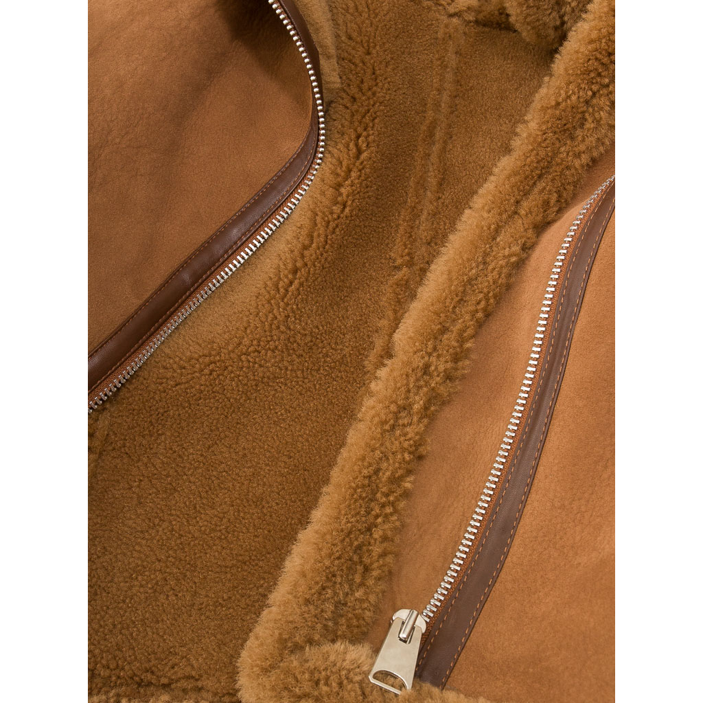 Sheepskin Biker Jacket in Tan Forney Style