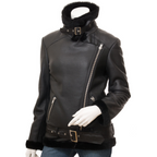 Sheepskin Shearling Jacket in Black – Colleyville Biker Style