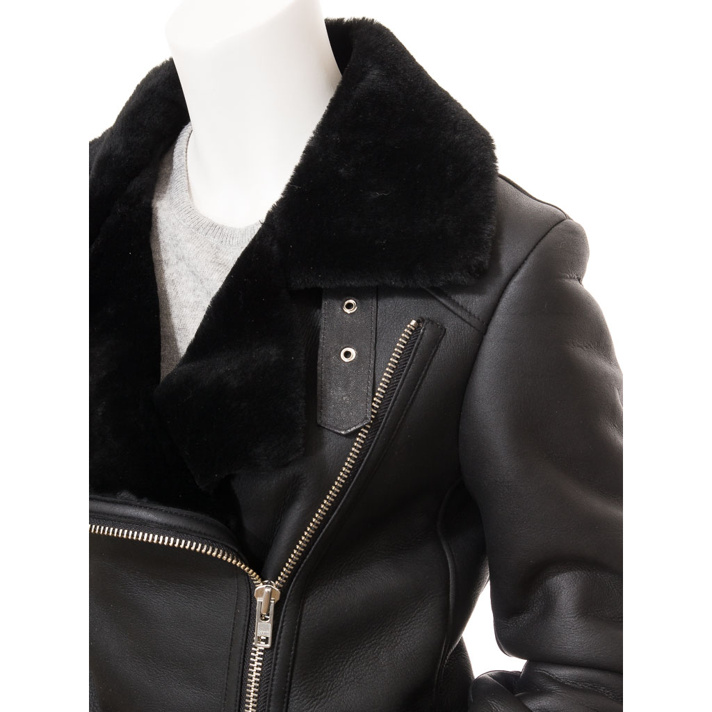 Sheepskin Shearling Jacket in Black – Colleyville Biker Style