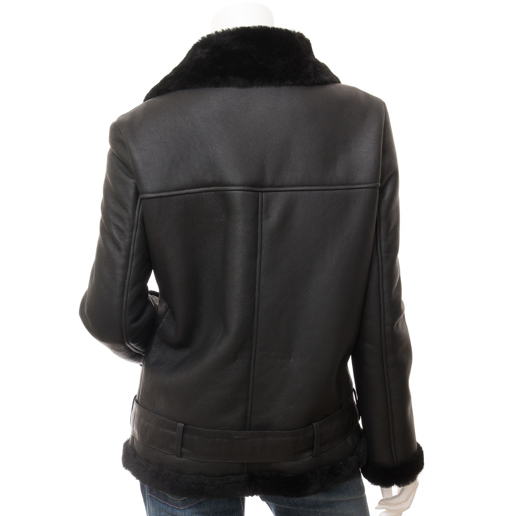 Sheepskin Shearling Jacket in Black – Colleyville Biker Style