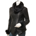 Sheepskin Shearling Jacket in Black Toscana Saginaw