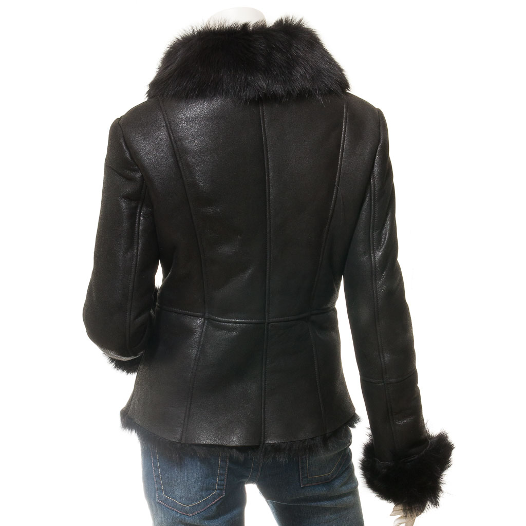 Sheepskin Shearling Jacket in Black Toscana Saginaw