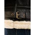 Sheepskin Shearling Jacket in Brown With Detachable Hood