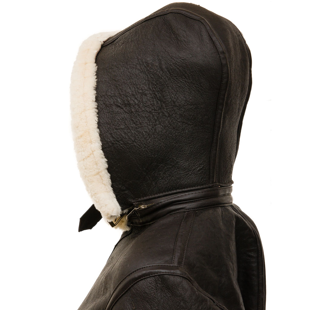 Sheepskin Shearling Jacket in Brown With Detachable Hood