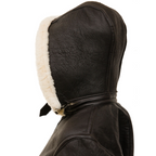 Sheepskin Shearling Jacket in Brown With Detachable Hood
