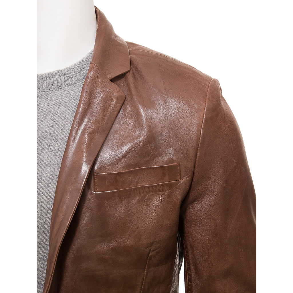 Leather Blazer in Brown Aniline Sheep Leather – Tyler