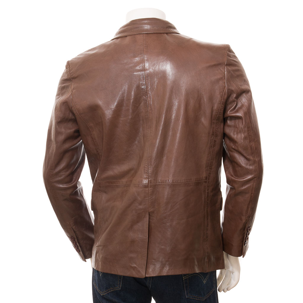 Leather Blazer in Brown Aniline Sheep Leather – Tyler