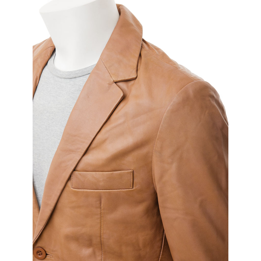 Leather Blazer in Tan Nappa – Mansfield Classic Fit