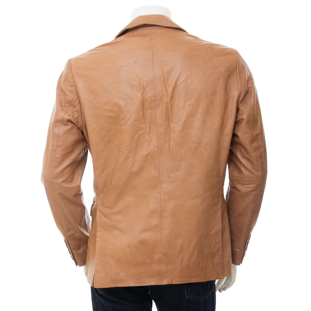 Leather Blazer in Tan Nappa – Mansfield Classic Fit