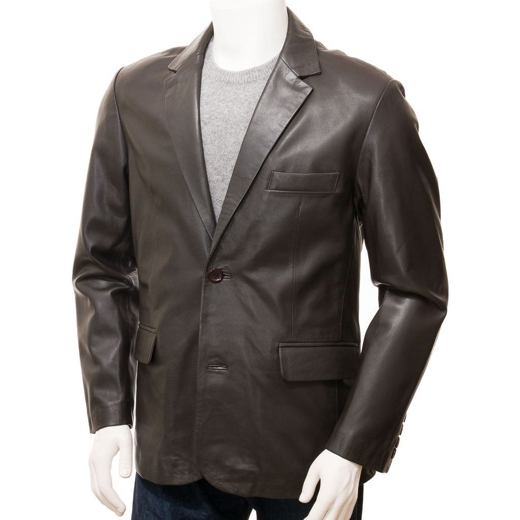 Leather Blazer in Brown Nappa Leather – Mansfield