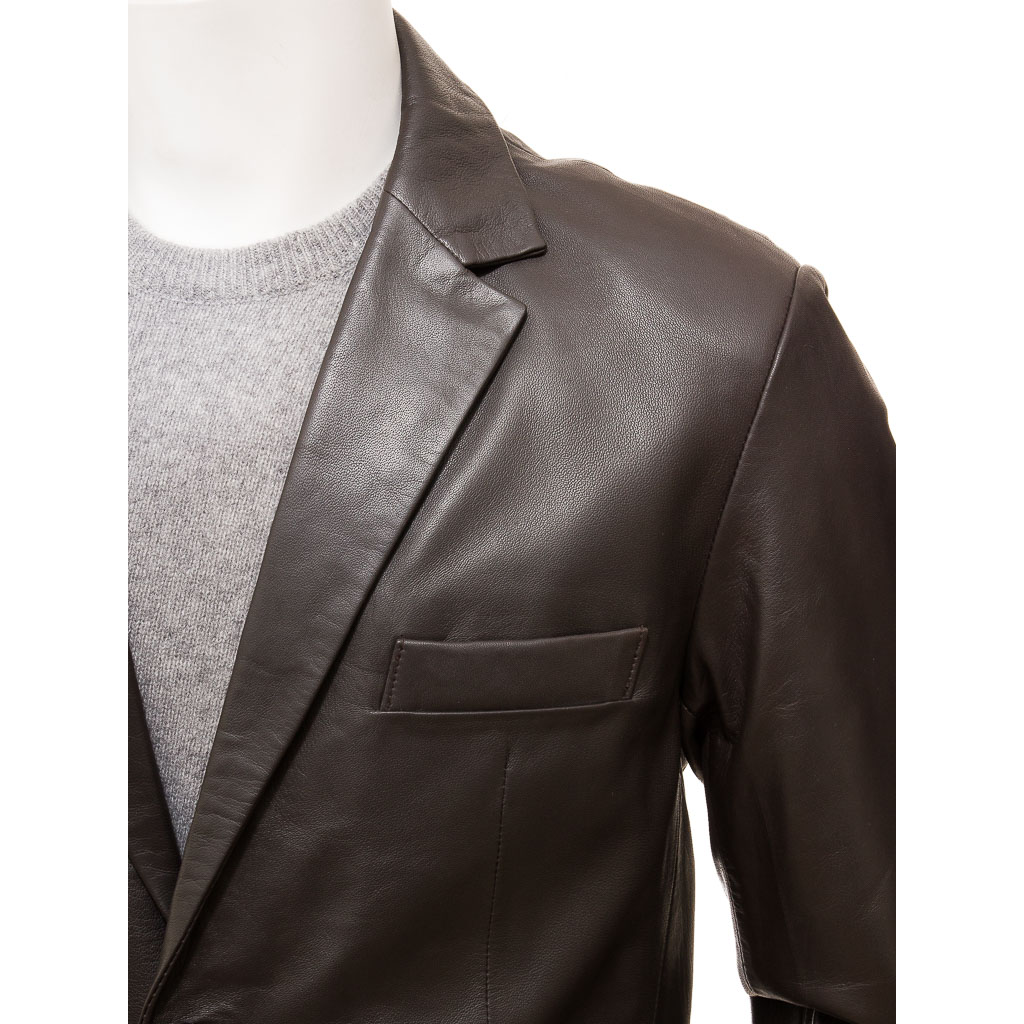 Leather Blazer in Brown Nappa Leather – Mansfield