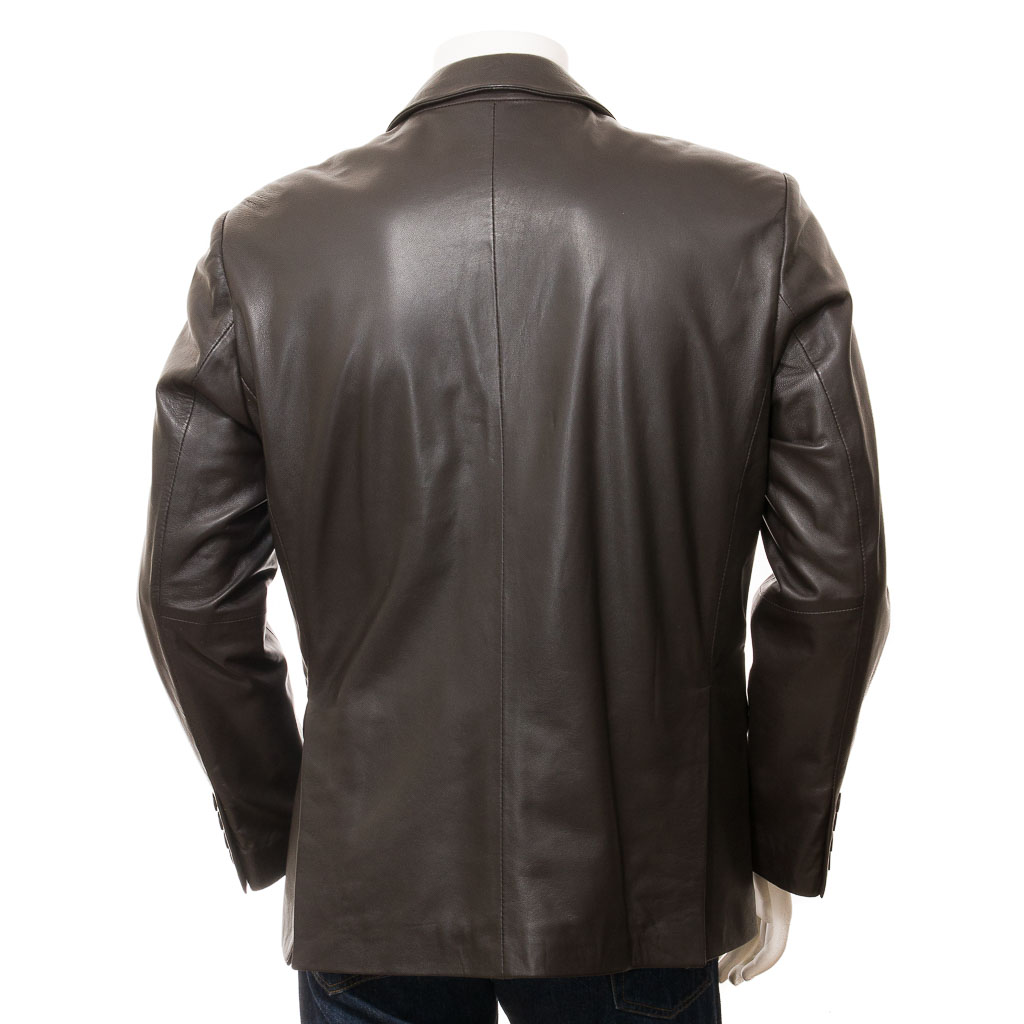 Leather Blazer in Brown Nappa Leather – Mansfield
