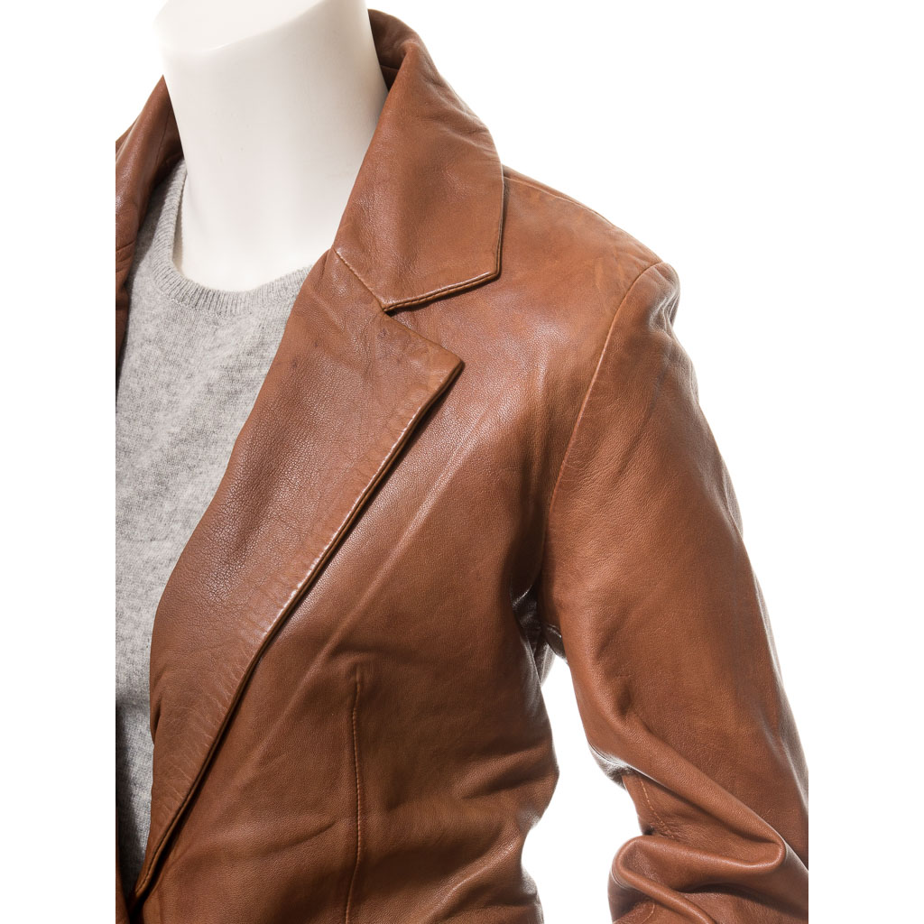 Leather Blazer in Classic Tan Sheep Nappa - Lufkin
