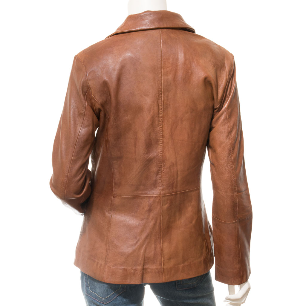 Leather Blazer in Classic Tan Sheep Nappa - Lufkin