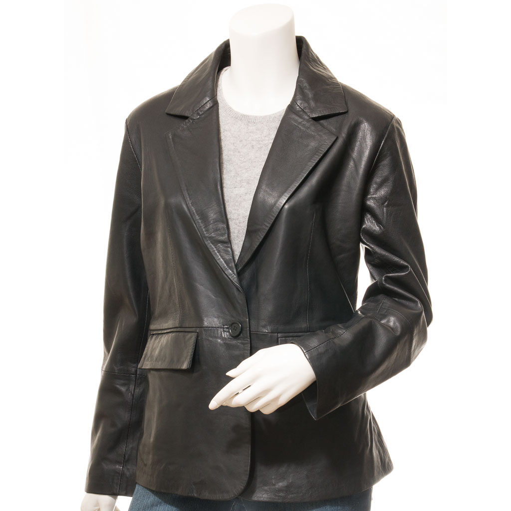 Leather Blazer in Black Sheep Nappa – Lufkin