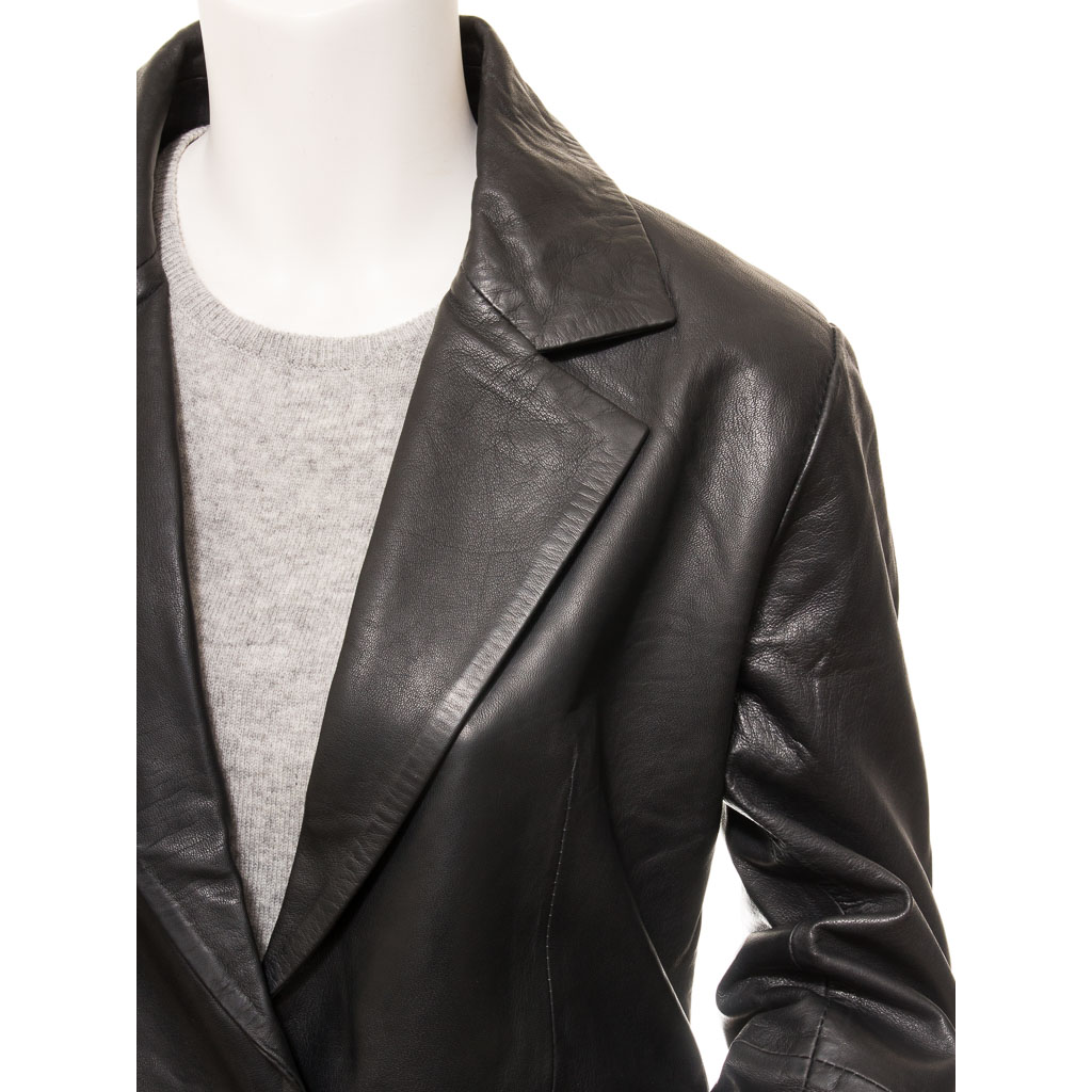 Leather Blazer in Black Sheep Nappa – Lufkin