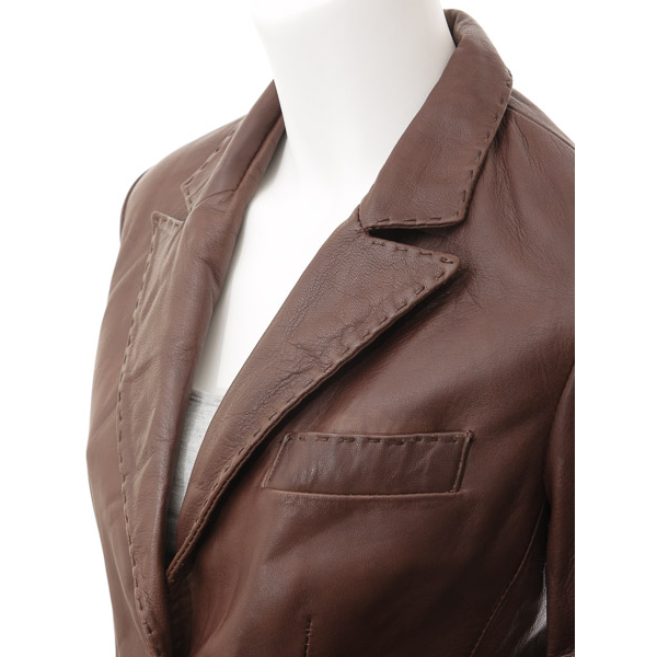Leather Blazer in Brown Sheep Aniline Leather