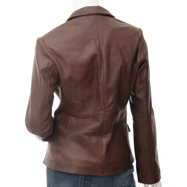 Leather Blazer in Brown Sheep Aniline Leather