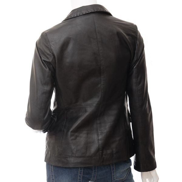 Leather Blazer in Classic Black Sheep Leather