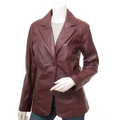 Leather Blazer in Burgundy Nappa With Tailored Fit