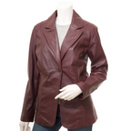 Leather Blazer in Burgundy Nappa With Tailored Fit