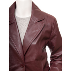 Leather Blazer in Burgundy Nappa With Tailored Fit