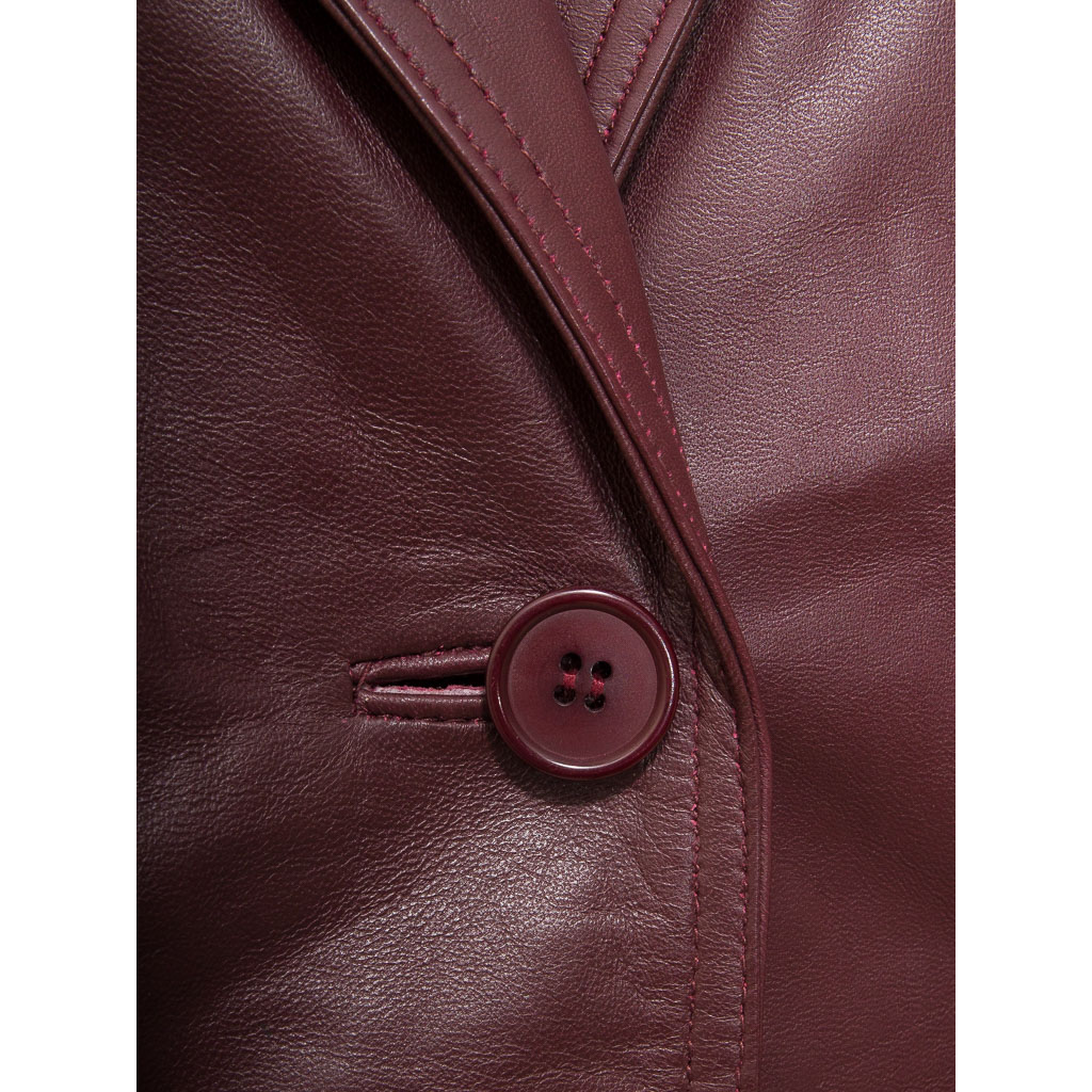 Leather Blazer in Burgundy Nappa With Tailored Fit