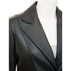Leather Blazer in Black Nappa With Tailored Longline Fit