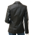 Leather Blazer in Black Nappa With Tailored Longline Fit